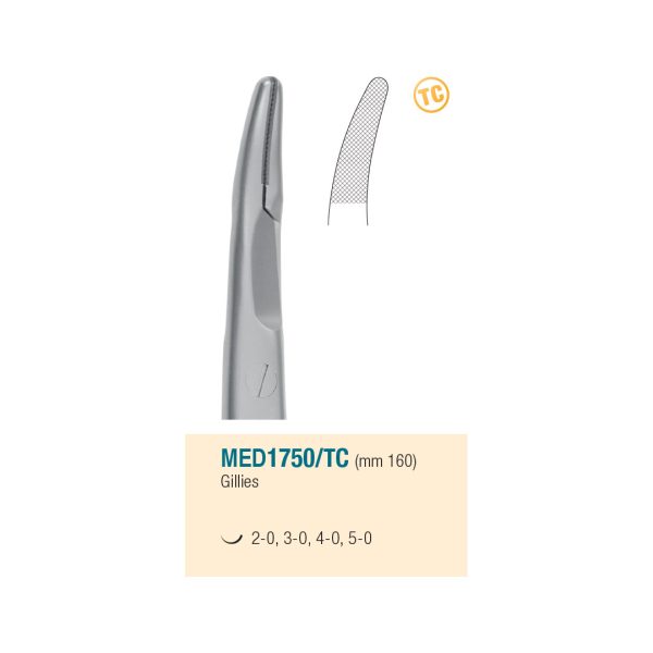 Medesy Needle Holders Gillies Curved Right Hand Tungsten Carbide 160mm