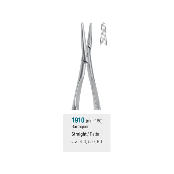 Medesy Needle Holders Barraquer Straight 160mm with Knurled Handles