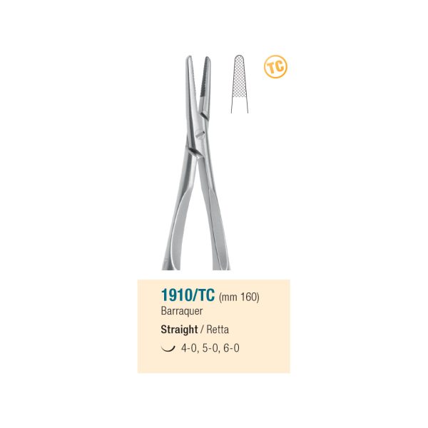 Medesy Needle Holders Barraquer Straight Tungsten Carbide 160mm with Knurled Handles