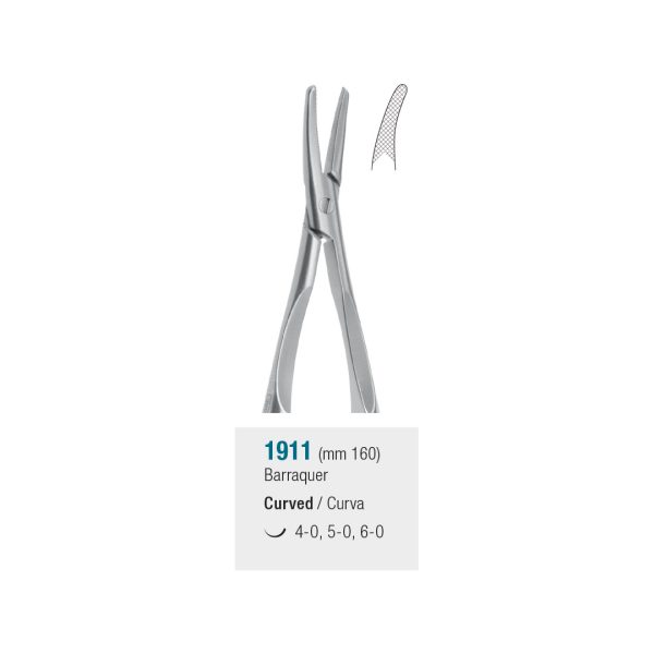 Medesy Needle Holders Barraquer Curved 160mm with Knurled Handles