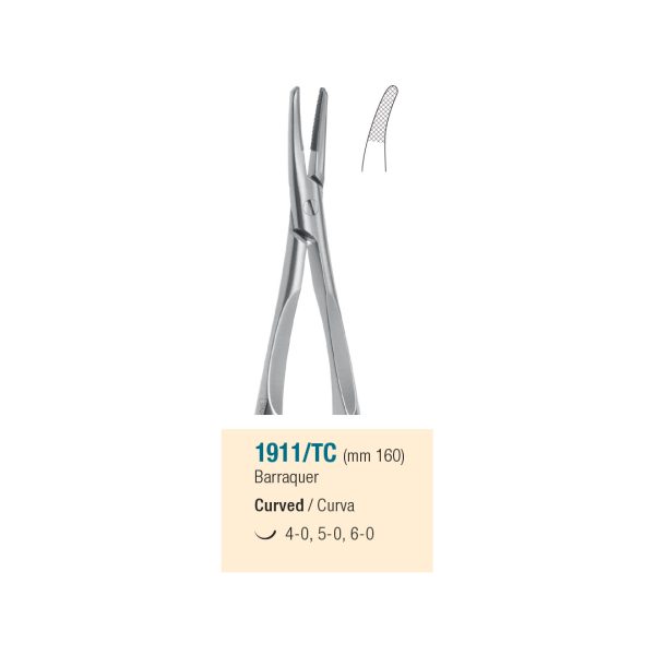 Medesy Needle Holders Barraquer Curved Tungsten Carbide 160mm with Knurled Handles