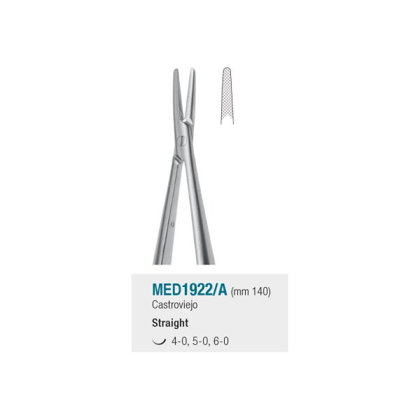 Medesy Needle Holders Castroviejo Straight 140mm with Knurled Handles