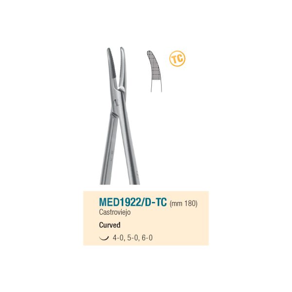 Medesy Needle Holders Castroviejo Curved Tungsten Carbide 180mm with Knurled Handles