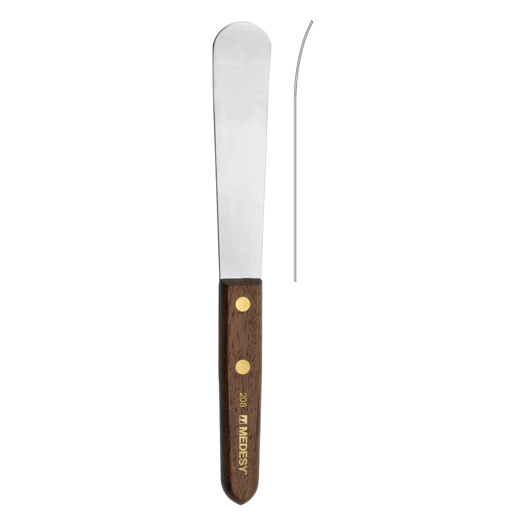 Virco UK 20cm Plaster & Alginate Mixing Spatula – Curved Stainless Steel With Wooden Handle