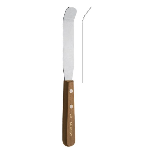 Medesy Plaster & Alginate Mixing Spatula Curved Rigid with Wooden Handle 200mm