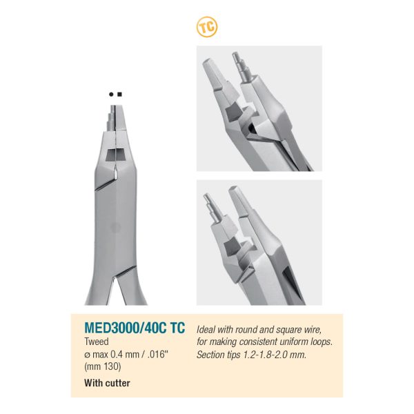 Medesy Orthodontic Wire Bending Pliers Tweed No. 40C TC Tungsten Carbide 130mm