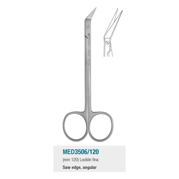 Medesy Scissors Locklin Angled with Saw Edge 120mm