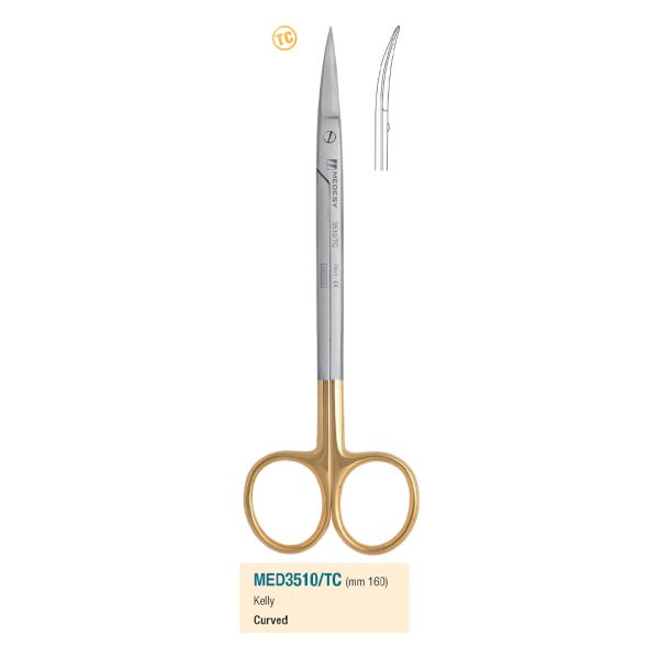 Medesy Scissors Kelly Curved Tungsten Carbide 160mm