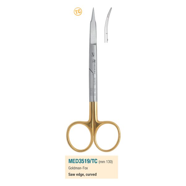 Medesy Scissors Goldman-Fox Curved with Saw Edge Tungsten Carbide 130mm