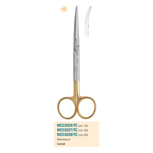 Medesy Scissors Metzenbaum Curved with Round Tips Tungsten Carbide 145mm