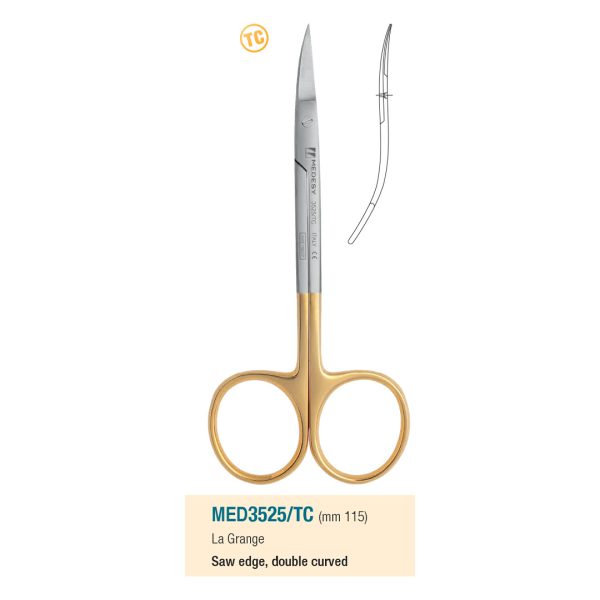 Medesy Scissors LaGrange Double Curved with Saw Edge Tungsten Carbide 115mm