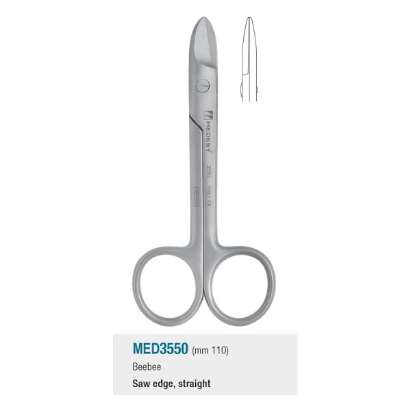 Medesy Scissors Crown Beebee Straight with Saw Edge 110mm