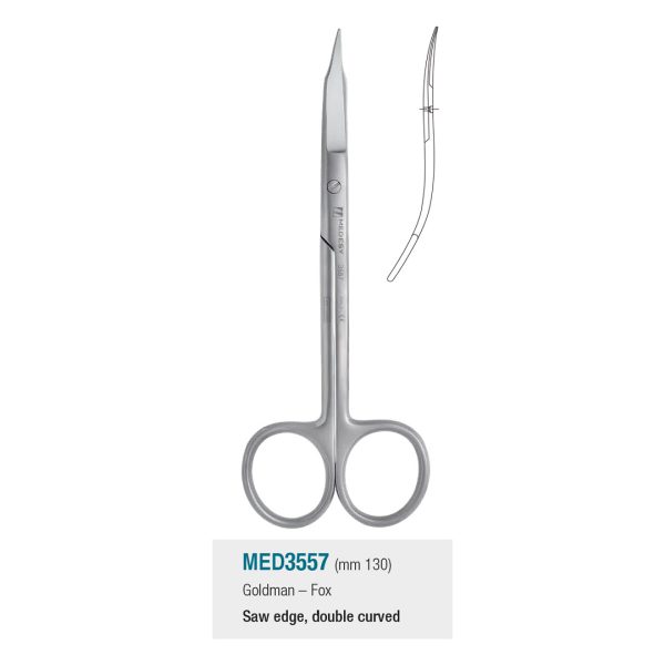 Medesy Scissors Goldman-Fox Double Curved with Saw Edge 130mm