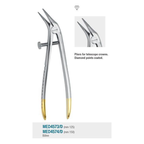 Medesy Crown Pliers Bohm Crown Positioning Diamond Coated 150mm