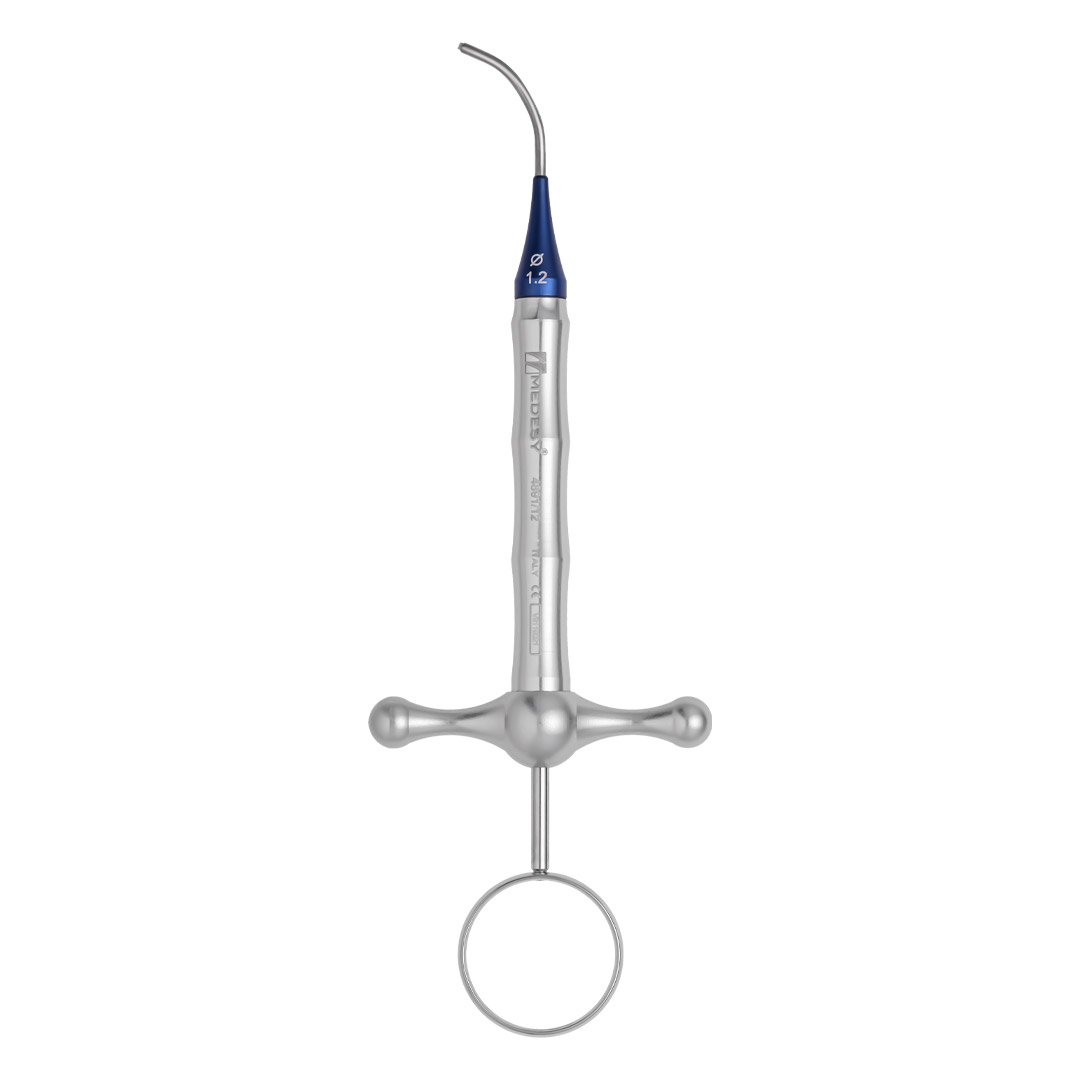 Medesy MTA Applicator Curved 1.2mm Int. Dia. Blue 150mm Medesy MTA Applicator Curved 1.2mm Int. Dia. Blue 150mm