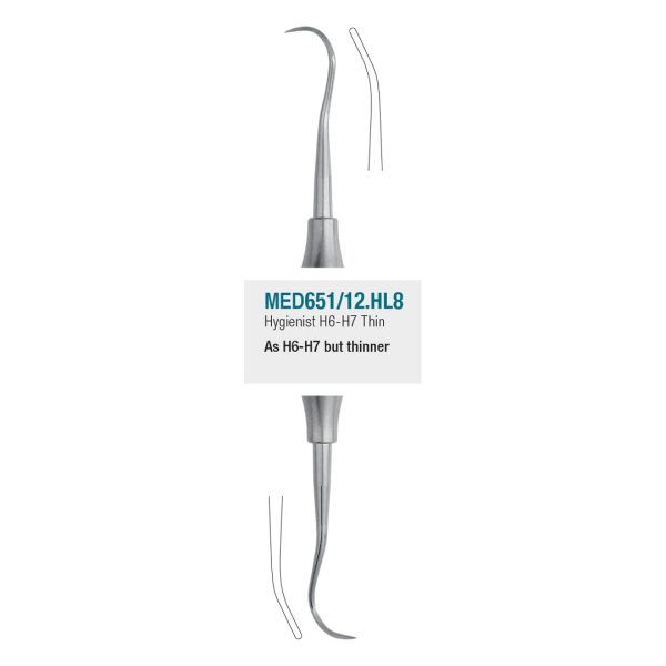 Medesy Scaler Hygienist No. H6-H7 Thin with 8mm Dia. Hollow Handle