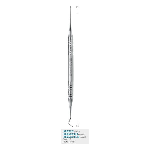 Medesy Orthodontic Ligature Director Tucker No. 2 with 8mm Dia. Hollow Handle