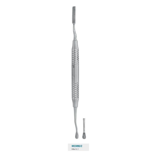 Medesy Bone File Miller No. 2 Straight Cut with 10mm Dia. Hollow Handle 180mm