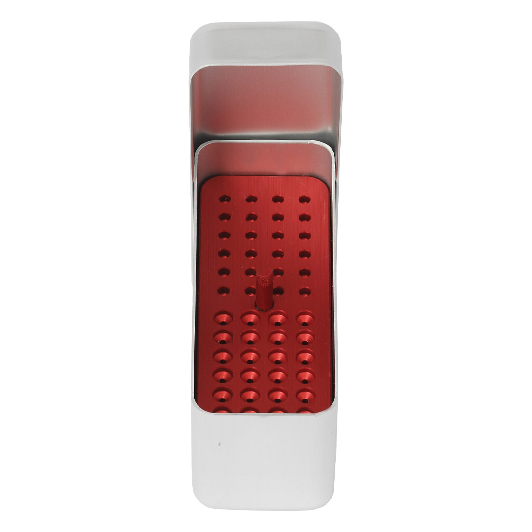 Medesy Endodontic Storage Box Aluminium 104mm x 44mm x 54mm (LxWxH) Silver-Red Medesy Endodontic Storage Box Aluminium 104mm x 44mm x 54mm (LxWxH) Silver-Red
