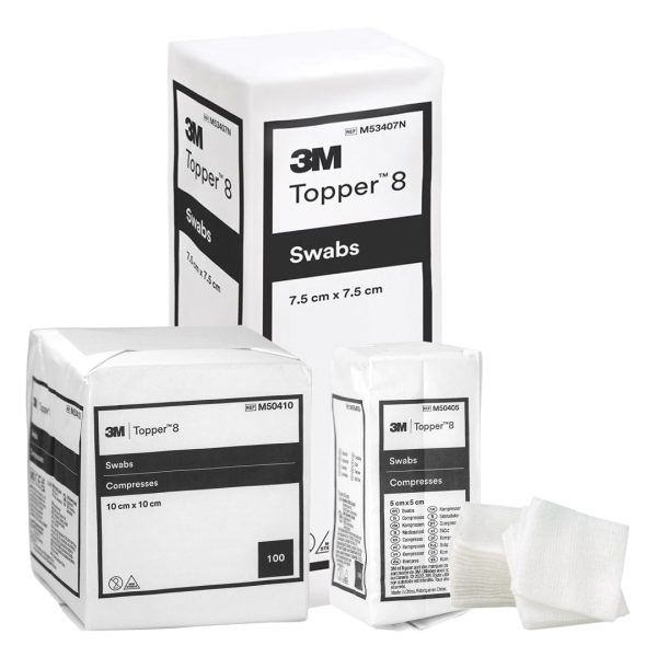 3M Solventum Topper 8 Non-Woven Gauze Swabs 7.5cm x 7.5cm White Non-Sterile (200)