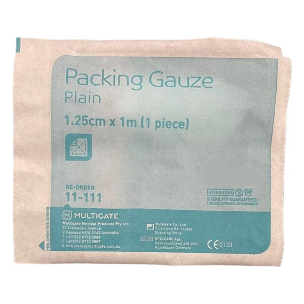 Multigate Packing Gauze 1.25cm x 1m White Individually Wrapped Sterile (100)