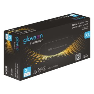 Mun GloveOn Hammer Black Nitrile Powder Free Gloves Extra Large 90's (10)