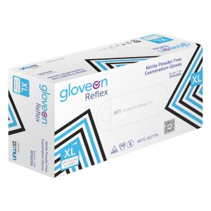 Mun GloveOn Reflex Blue Nitrile Powder Free Gloves Extra Large 180's (10)