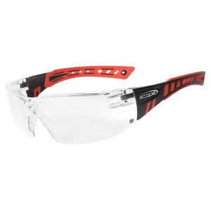 Scope Speed Glasses with Titanium Lens Coating, Clear Lens & Red/Black Frame