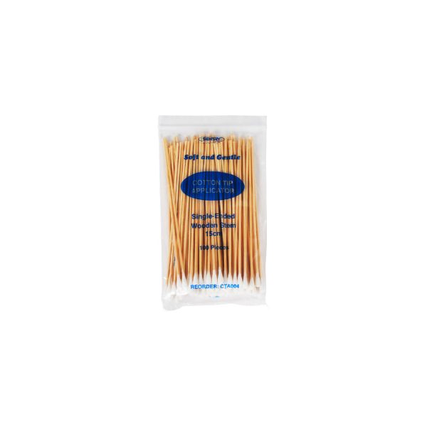 Sentry Verasoft Cotton Tip Applicators Single Ended 15cm Non-Sterile (100)
