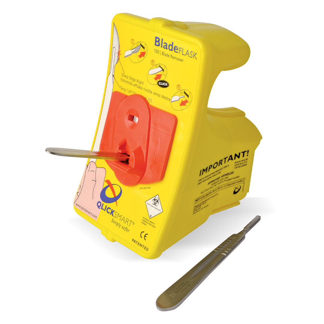 Qlicksmart BladeFLASK Scalpel Blade Remover Yellow Qlicksmart BladeFLASK Scalpel Blade Remover Yellow