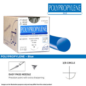 SMI Suture Polypropylene 6/0 with DS 12 12mm 3/8 Circle Precision Point Reverse Cutting Needle 50cm (12)