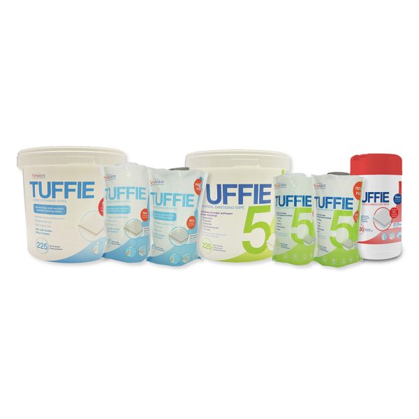 Tuffie 5 Universal Sanitising Wipes Bucket 270mm x 240mm (225)