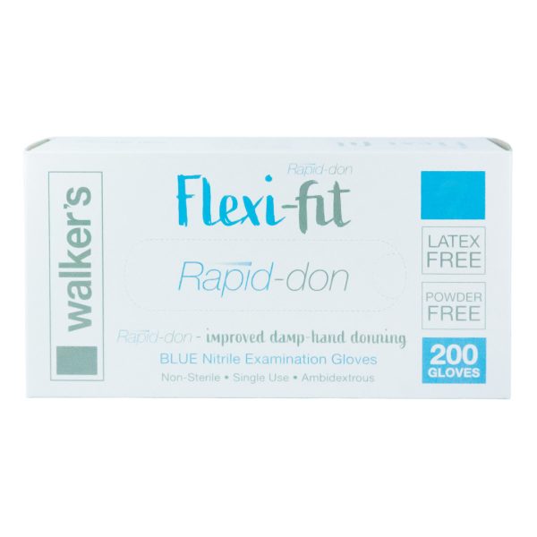 Walker's Flexi-fit Blue Nitrile Powder Free Gloves Medium 200's (10)