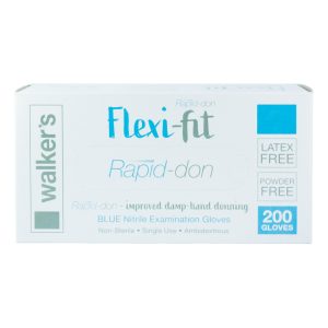 Walker's Flexi-fit Blue Nitrile Powder Free Gloves Extra Large 200's (10)