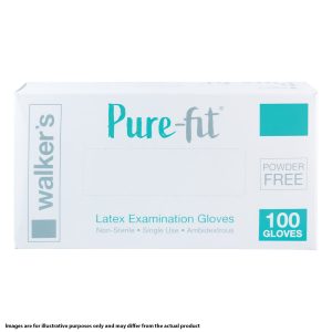Walker's Pure-fit White Latex Powder Free Gloves Extra Large 100's (10)