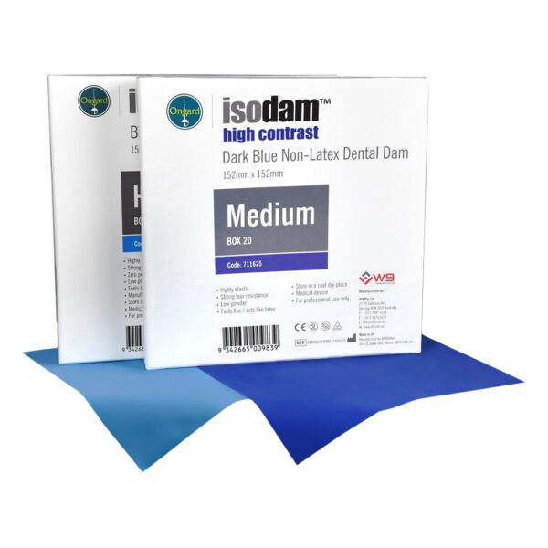Ongard Isodam High Contrast Non-Latex Dental Dam Medium Dark Blue 152mm x 152mm (20)
