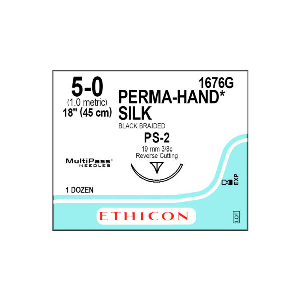 J&J Ethicon Suture Silk 5/0 with PS-2 19mm 3/8 Circle Precision Point Reverse Cutting Needle 45cm (12) J&J Ethicon Suture Silk 5/0 with PS-2 19mm 3/8 Circle Precision Point Reverse Cutting Needle 45cm (12)