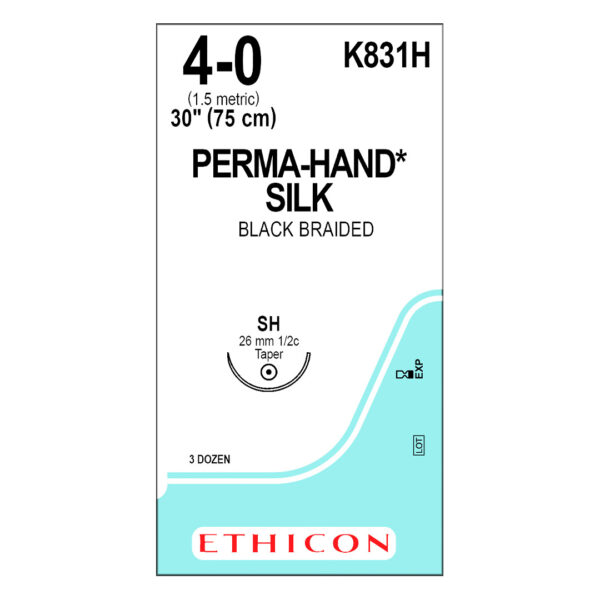 J&J Ethicon Suture Silk 4/0 with SH 26mm 1/2 Circle Taper Point Needle 75cm (36)