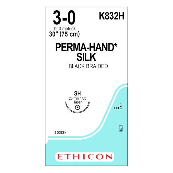 J&J Ethicon Suture Silk 3/0 with SH 26mm 1/2 Circle Taper Point Needle 75cm (36) J&J Ethicon Suture Silk 3/0 with SH 26mm 1/2 Circle Taper Point Needle 75cm (36)