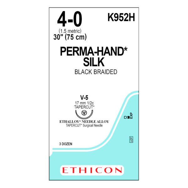 J&J Ethicon Suture Silk 4/0 with V-5 17mm 1/2 Circle Tapercut Needle 75cm (36) J&J Ethicon Suture Silk 4/0 with V-5 17mm 1/2 Circle Tapercut Needle 75cm (36)
