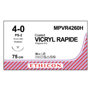 J&J Ethicon Suture Vicryl Rapide 4/0 with PS-2 19mm 3/8 Circle Precision Point Reverse Cutting Needle 75cm (36)