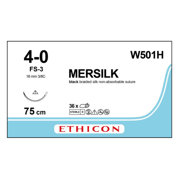 J&J Ethicon Suture Silk 4/0 with FS-3 16mm 3/8 Circle Conventional Cutting Needle 75cm (36) J&J Ethicon Suture Silk 4/0 with FS-3 16mm 3/8 Circle Conventional Cutting Needle 75cm (36)