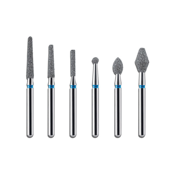 Kerr BluWhite Diamond Bur 508R 018 Round End Taper Medium Grit Blue FG 19mm (5)