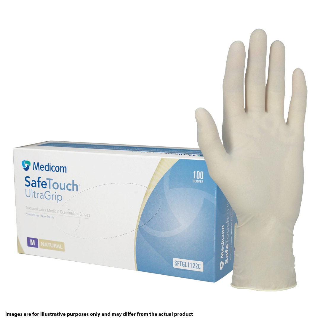 Medicom SafeTouch UltraGrip Natural Latex Powder Free Gloves Extra Small 100's (10) Medicom SafeTouch UltraGrip Natural Latex Powder Free Gloves Extra Small 100's (10)