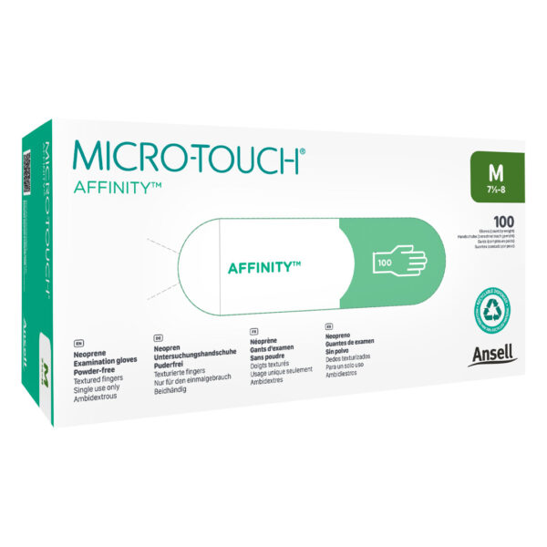 Ansell Micro-Touch Affinity Green Neoprene Powder Free Gloves Medium 100's (10) Ansell Micro-Touch Affinity Green Neoprene Powder Free Gloves Medium 100's (10)