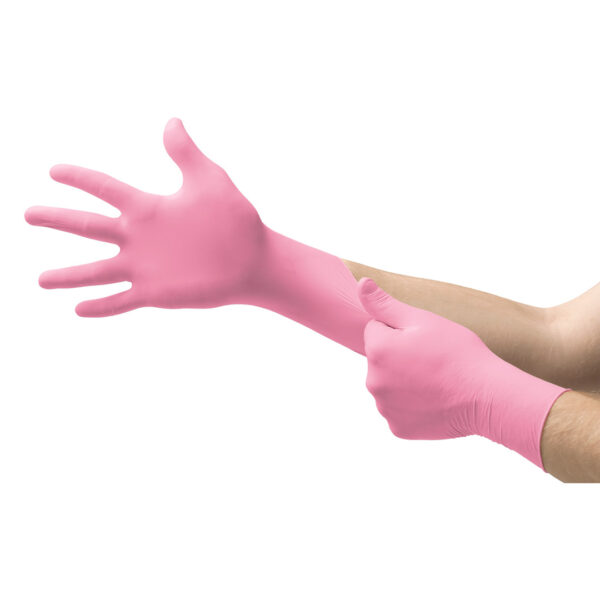 Ansell Micro-Touch NitraFree Pink Nitrile Nitrile Powder Free Gloves Medium 100's (10)