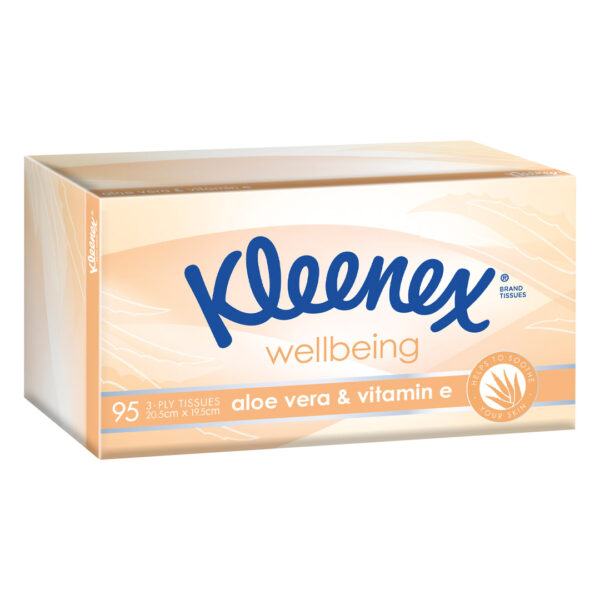 Kimberly-Clark Kleenex Facial Tissues with Aloe Vera White 3 Ply 95's (24) Kimberly-Clark Kleenex Facial Tissues with Aloe Vera White 3 Ply 95's (24)