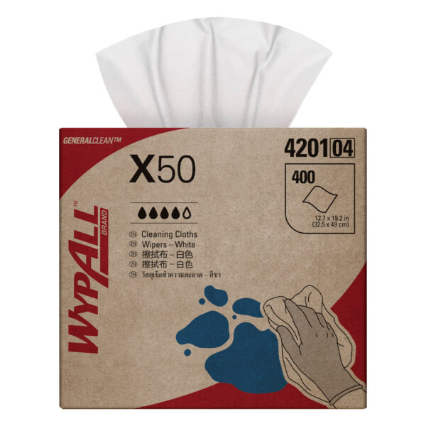 Kimberly-Clark Wypall X50 Single Sheet Wipers White 32.5cm x 49cm (400) Kimberly-Clark Wypall X50 Single Sheet Wipers White 32.5cm x 49cm (400)