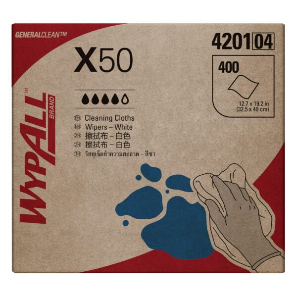 Kimberly-Clark Wypall X50 Single Sheet Wipers White 32.5cm x 49cm (400)