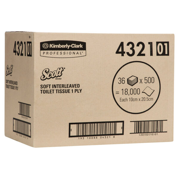 Kimberly-Clark Scott Soft Interleaved Toilet Tissue White 1 Ply 500 Sheets (36)